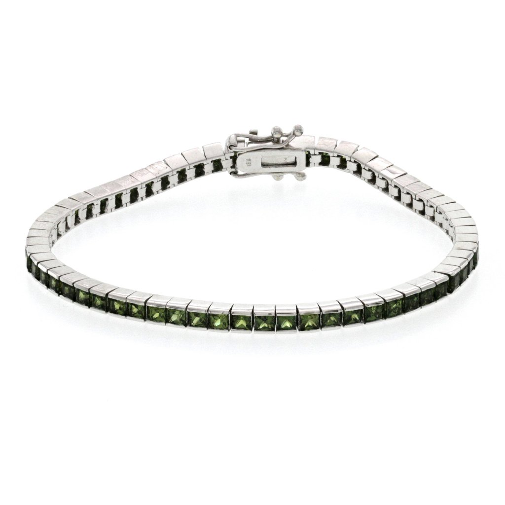 9.45 Ct Natural Green Sapphire 18k Gold Bracelet